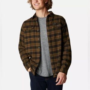New Columbia mens Flare Gun Utility Long Sleeve button up shirt flannel brown